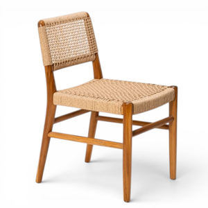 Sillas de Ratán Natural, Silla de Teca con Asiento y Respaldo Tejidos, Muebles de Exterior, Diseño de Madera Sólida y Duradera, EN OFERTA - Product Image 5