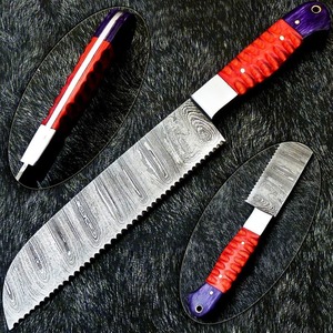 Cuchillo de Chef de Acero de Damasco Hecho a Mano de Alta Calidad de 12 Pulgadas |   Cuchillo de Cocina Forjado con Mango de Madera Dura - Product Image 3