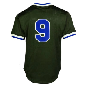Men's Green Baseball Jersey With Blue Number 9 Back Print Short Sleeve Breathable Mesh Sportswear Adult Regular Fit - Product Image 1