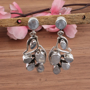 Boucles d'oreilles pendantes artisanales en argent sterling 925 avec pierres précieuses arc-en-ciel naturelles, style vintage de luxe pour mariage, bijoux pour femmes - Product Image 3