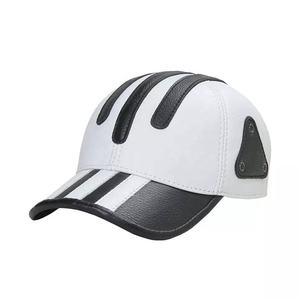 Gorra de béisbol unisex ajustable de cuero genuino de oveja para hombre, para otoño e invierno, deportes al aire libre, con logo personalizado - Product Image 3
