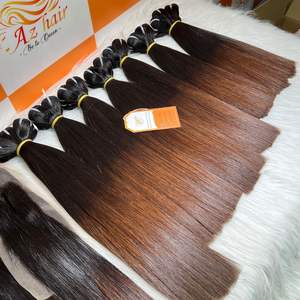 Extensiones de cabello humano con punta marrón recta a precio barato, cabello virgen crudo de buena calidad de donantes vietnamitas - Product Image 6