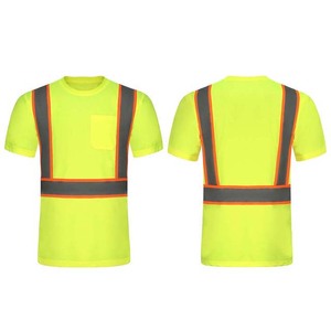 เสื้อทำงานสะท้อนแสงสำหรับผู้ชาย โพลีเอสเตอร์ สไตล์เสื้อกั๊ก สีดำลายแถบสีเหลือง - Product Image 5