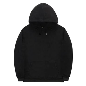เสื้อฮู้ดผู้ชายสีดำล้วน ผ้าฝ้าย 100% เฟรนช์เทอร์รี่ สวมใส่สบายๆ สำหรับฤดูใบไม้ร่วง ทรงปกติ มีกระเป๋าหน้า - Product Image 1