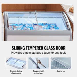 Congelatore orizzontale commerciale da 12,8 piedi cubi, vetrina espositiva per gelato, mobile con coperchio in vetro per gelato, per ristoranti, congelatore profondo - Product Image 4