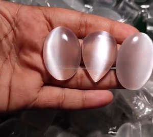 Sélénite naturelle, pierre précieuse en vrac, cabochon poli, formes variées, toutes tailles, certifiée par un tiers, sans traitement, pour pendentif de bijoux - Product Image 1