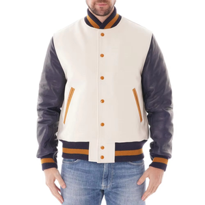 NEW 2026 Top Trending Embossed Varsity Winter <b>Jacket</b> Men's Genuine Leather <b>Jackets</b> Letterman Varsity <b>Jacket</b> for men - Product Image 4