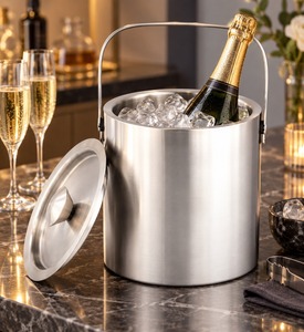 Cubo de Hielo Metálico de Doble Pared con Tapa, Ecológico, Duradero, Personalizable, para Bodas, Fiestas, Restaurantes, Bares, Hogar, Regalo, Enfriador - Product Image 1