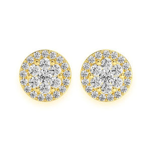 ต่างหูเพชรโมอิสซาไนต์ทรงกลมแบบคลัสเตอร์ ชุบทอง น้ำหนัก 6.33 กรัม ประดับเพชร 1.64 กะรัต สี D คุณภาพ VVS สำหรับเครื่องประดับแฟชั่น - Product Image 1