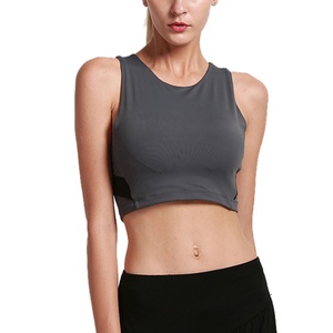 wholesale super quality oem fashion sports <b>gym</b> yoga work out vest sexy crop women's girls plain tank top breathable - Product Image 5
