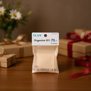 Sacchetti Regalo in Organza Ilan 7x9 Cm Colore Crema 8 Pezzi per Regali - Product Image 3