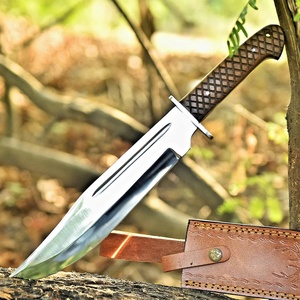 Couteau Bowie à lame fixe en acier inoxydable A&M Enterprises, pointe droite, manche en bois, survie, utilitaire, camping, OEM/ODM - Product Image 1