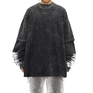 เสื้อยืดแขนยาวผู้ชายไซส์ใหญ่ คุณภาพพรีเมียม พิมพ์ลายวินเทจสองชั้น สไตล์ลำลอง เสื้อยืดผู้ชาย - Product Image 6