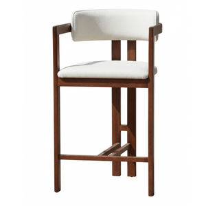 Chaise de salle à manger, de bar ou d'hôtel Indika, scandinave, moderne, fonctionnelle, robuste, en teck massif, élégante, avec dossier et accoudoirs courbes. - Product Image 3