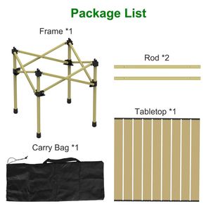 Tavolo da Campeggio Pieghevole Portatile in Acciaio al Carbonio Resistente, Leggero e Richiudibile con Borsa per il Trasporto, Pannello Effetto Legno per Esterni - Product Image 2