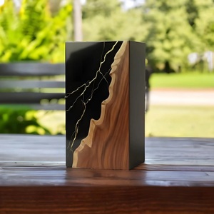 Luxury Black & Gold Resin Cremation Urn Modern Wood <b>Memorial</b> <b>Keepsake</b> Luxury Black & Gold Resin Cremation Urn Black & Gold Resin - Product Image 4