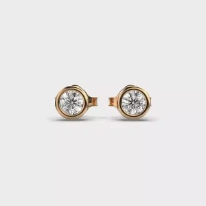 Women's Hoop <b>Earrings</b> in 10k Yellow, Rose, White Gold Moissanite Round Cut Diamond Trendy Jewelry IGI Certified <b>Silver</b> Plated - Product Image 1