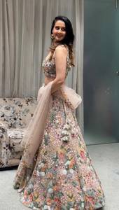 Indian Traditional Designer Net Lehenga Choli with <b>Sequins</b> Dori and Thread Work for Wedding Wear for Women Floor Length Fit - Product Image 4