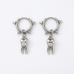 <span class=keywords><strong>Pendientes</strong></span> de Aro de Acero Inoxidable Estilo Punk Gótico, Pequeños, con Diseño de Dientes de Bebé, Joyería Rock Unisex - Product Image 5