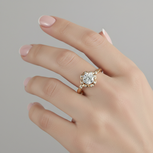 Anillo de compromiso de diamante cultivado en laboratorio Stonewels, corte marquesa central con halo, estilo vintage, engaste de oro de 14K con puntas, para anillo nupcial certificado - Product Image 6