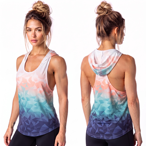 Lightweight Printed Hooded Tank Top <b>Women</b> Quick Dry Gym Workout Stringer Sleeveless Fitness Wear Hoodie Ladies Y-Line Hood Top - Product Image 1
