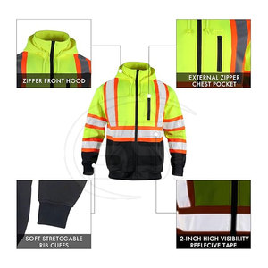 Sudadera de Seguridad de Alta Visibilidad ANSI Clase 2, Impermeable, Reflectante, para Trabajo, Tejido Resistente, con Logotipo, Cómoda - Product Image 3
