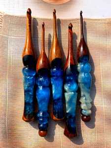 Handmade Blue Resin Wood Crochet <b>Hook</b> | Ergonomic Design | Eco-Friendly Durable | Ocean Style Crochet Knitting Tool Customizable - Product Image 5
