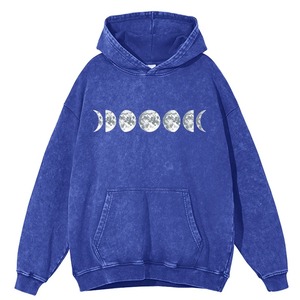 Sudadera con Capucha para Mujer, Estampado de Fase Lunar, 100% Algodón Tejido, Manga Larga, Informal, para Otoño, con Bolsillos - Product Image 2