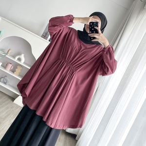 Tunique ample et respirante en viscose pour femme, coupe drapée, style modeste - Product Image 2