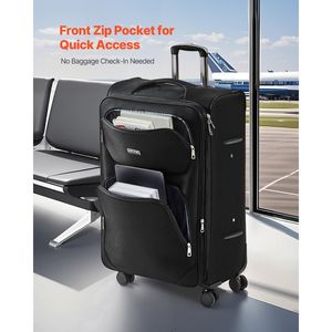 <b>28</b>-<b>Inch</b> Black Softside Expandable <b>Suitcase</b> with Spinner Wheels Checked Luggage - Product Image 6