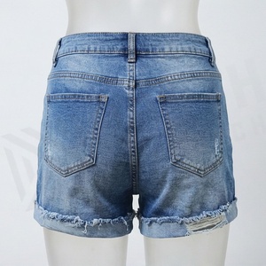 Womens Casual <b>Denim</b> Shorts Premium Quality Breathable <b>Material</b> Simple Plain Dyed Design Summer Fashion Streetwear Attire - Product Image 2