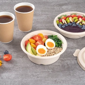 <b>Hot</b> Selling Biodegradable Diamond Shapes Bagasse <b>Food</b> Bowls 32oz <b>Containers</b> with Lid Eco-Friendly Compostable Packaging Meals - Product Image 1