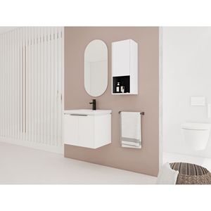 Mobile Bagno Sospeso da 24 Pollici con Lavabo in Ceramica e Armadietto Laterale, Ante con Chiusura Ammortizzata, Combinazione Mobiletto (Pacchetto KD) - Product Image 2
