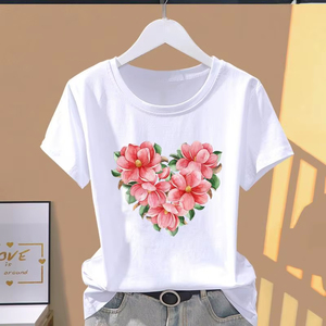 Nouveau T-shirt décontracté à manches courtes pour femme, imprimé papillon, tendance 2026, en coton - Product Image 4