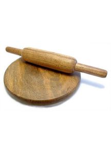 Tabla de amasar de madera maciza duradera con rodillo para cocina, para amasar masa, hornear pan, repostería y preparar chapati - Product Image 6