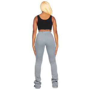 Women <b>Stacked</b> Sweatpants 100% Cotton Top Trendy Style With Screen Printed Logos Distressed Regular fit Sweatpants For women - Product Image 4