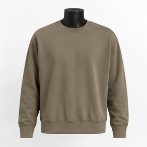 Sweat-shirt à col rond oversize pour homme, couleur unie, coton premium, streetwear, vente en gros - Product Image 1