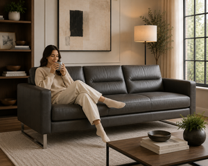 Sofá de Cuero Premium con Asientos Acolchados Suaves, Muebles de Sala de Estar de Lujo para Interiores Modernos, Sofá de Cuero Genuino - Product Image 4