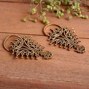 Handmade <b>Silver</b> Tribal <b>Hoop</b> Dangle <b>Earrings</b> Vintage Boho Filigree Ethnic Statement Wedding <b>Earrings</b> for Women Wholesale Jewelry - Product Image 2
