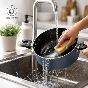 6 Piece Non Stick Aluminum Cookware Set with Glass Lids | Induction Base Frying Pan <b>Sauce</b> Pan Casserole Kitchen Cooking Set - Product Image 5