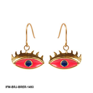 Pendientes de ojo de esmalte rosa hechos a mano, chapados en oro, de latón, talismán protector, joyería para mujer, al por mayor - Product Image 5