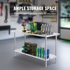 Tavolo da Preparazione Resistente 24 X 60 X 34 Pollici, Capacità di Carico 840 Libbre, 3 Altezze Regolabili, Acciaio per Cucina Commerciale - Product Image 4