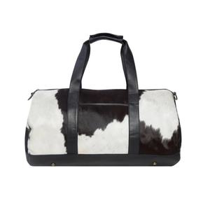 Bolsa de Viaje Grande Personalizada de Cuero Vacuno con Cierre de Cremallera con Diseño de Pelo de Vaca y Logotipo Personalizado para Hombre - Product Image 1