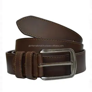 OIL PULL UP CASUAL LEATHER BROWN BELT WITH FULL STITCHING AND DURABLE BRASS BUCKLE HANDMADE LEATHER BELTS & ACCESSORIES