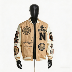 Chaqueta Varsity Personalizada Ecológica y Transpirable con Parches de Chenille para Hombre, Chaqueta de Béisbol con Mangas de Lana Premium, Venta al Por Mayor OEM - Product Image 6