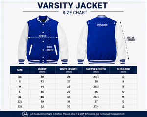 Blue White Contrast Knitted Varsity <b>Jacket</b> Full Sleeve Button Collar Regular Fit <b>Spring</b> Wear <b>Women</b> Award Varsity - Product Image 6