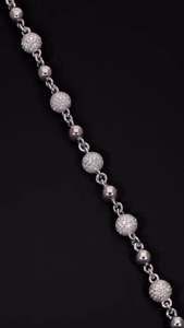 VVS Moissanite 360 Ball Link <b>Chain</b> 925 Sterling Silver 10K Gold <b>Iced</b> <b>Out</b> Round Bead Rosary Necklace Hip Hop Jewelry Wholesale - Product Image 5