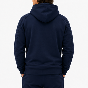 High Quality Vintage Cotton Hoodies Custom Logo Print <b>Hip</b> Hop <b>Padded</b> Embossed Hooded Sweatshirt - Product Image 2