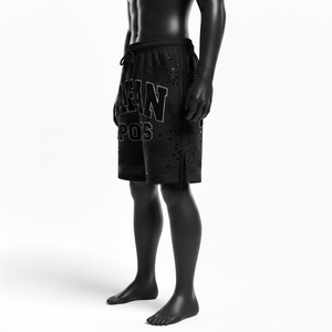 Shorts cortavientos para mujer, tela de nailon premium, color negro, ajuste casual, parche bordado en chenilla, logotipo personalizado, shorts para mujer - Product Image 3