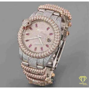 Reloj de Lujo para Hombre, Estilo Hip Hop, Completamente Adornado con Diamantes Moissanite VVS, Chapado en Oro Rosa sobre Plata de Ley 925 - Product Image 5